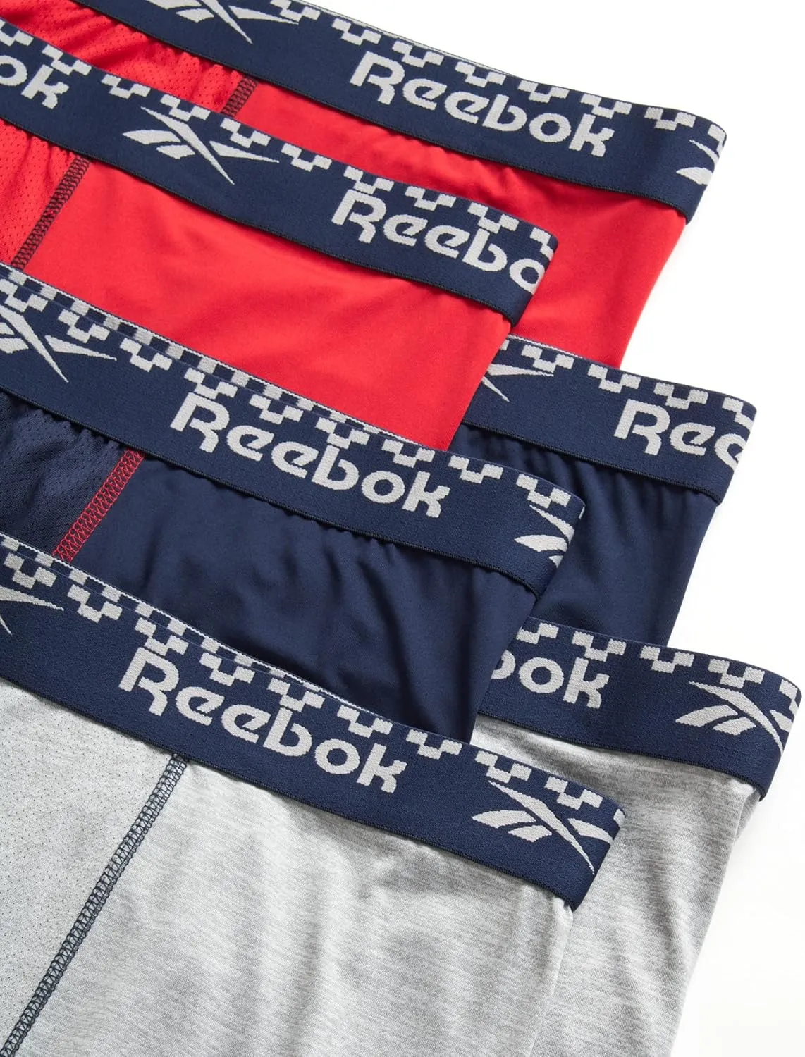 Reebok Men's Boxer Briefs - 6 Pack Long Leg Breathable Performance Big and Tall Underwear Pack Boxers for Men (Sizes: 2X-4XL)