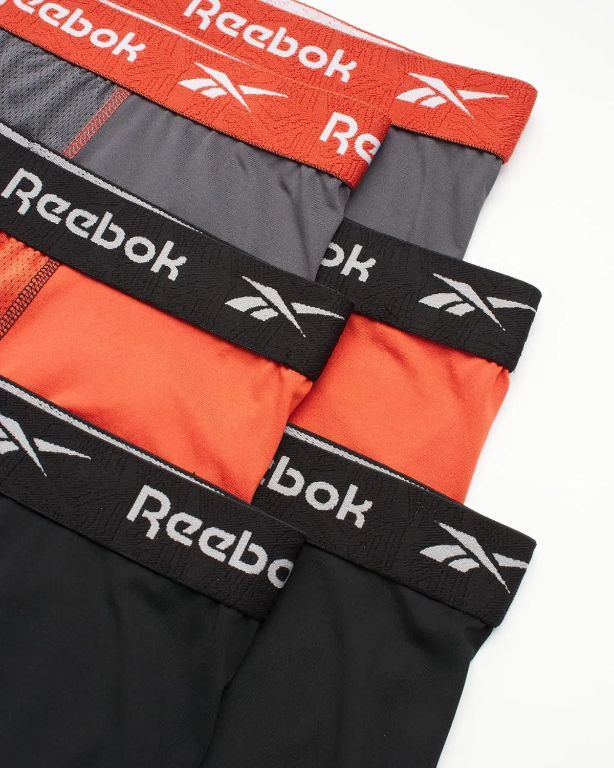 Reebok Men's Boxer Briefs - 6 Pack Sport Soft Performance Long Leg Underwear Boxers for Men with Mesh Fly Pouch (Sizes: S-XL)