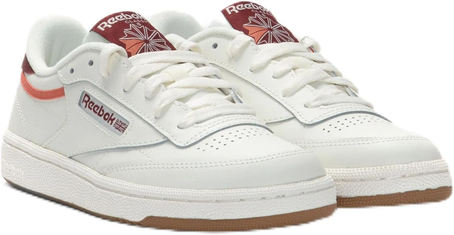 Reebok womens Club C 85 Sneakers Sneaker, Chalk/Richmaroon/Sprchrdgcoral, 7