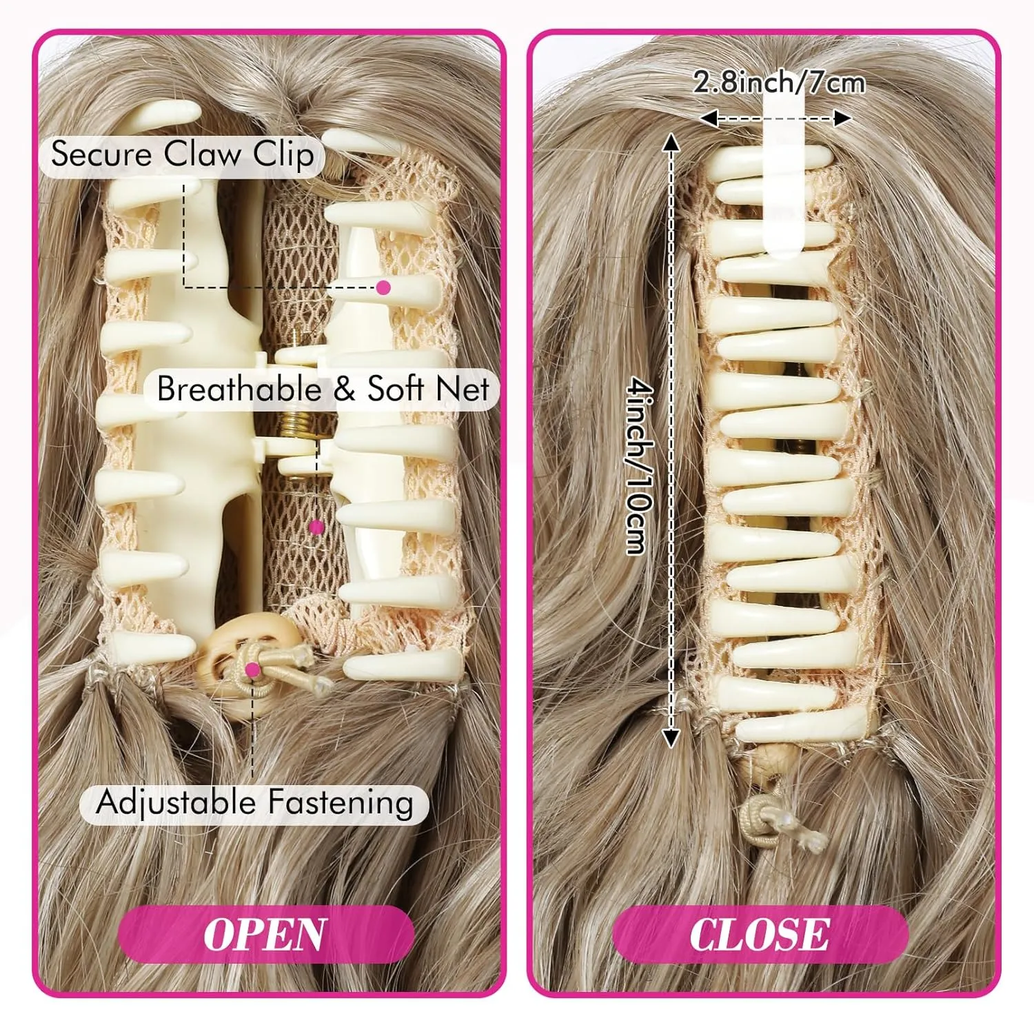 REECHO 18" Ponytail Extension, Clip in Ponytail Extension Pony Tails Soft Wavy Multi Layered Clip in Hair Ponytail Extensions Synthetic Hairpiece for Women - Ash Blonde with Highlights