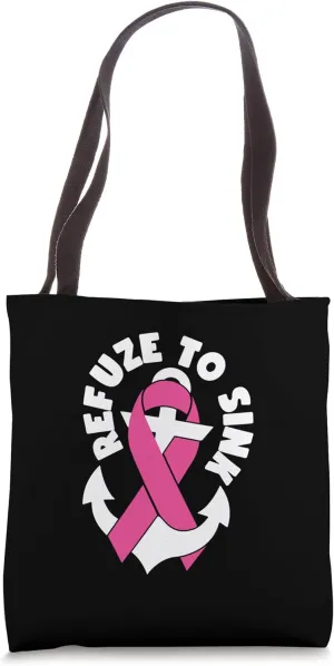 Refuse To Sink Pink Ribbon Anchor Breast Cancer Awareness Tote Bag
