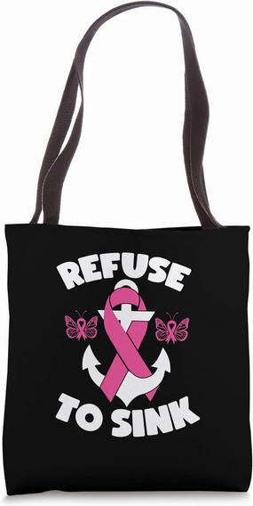 Refuse To Sink Pink Ribbon Anchor Breast Cancer Awareness Tote Bag