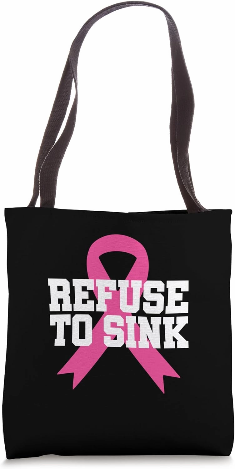 Refuse To Sink Pink Ribbon Breast Cancer Awareness Tote Bag