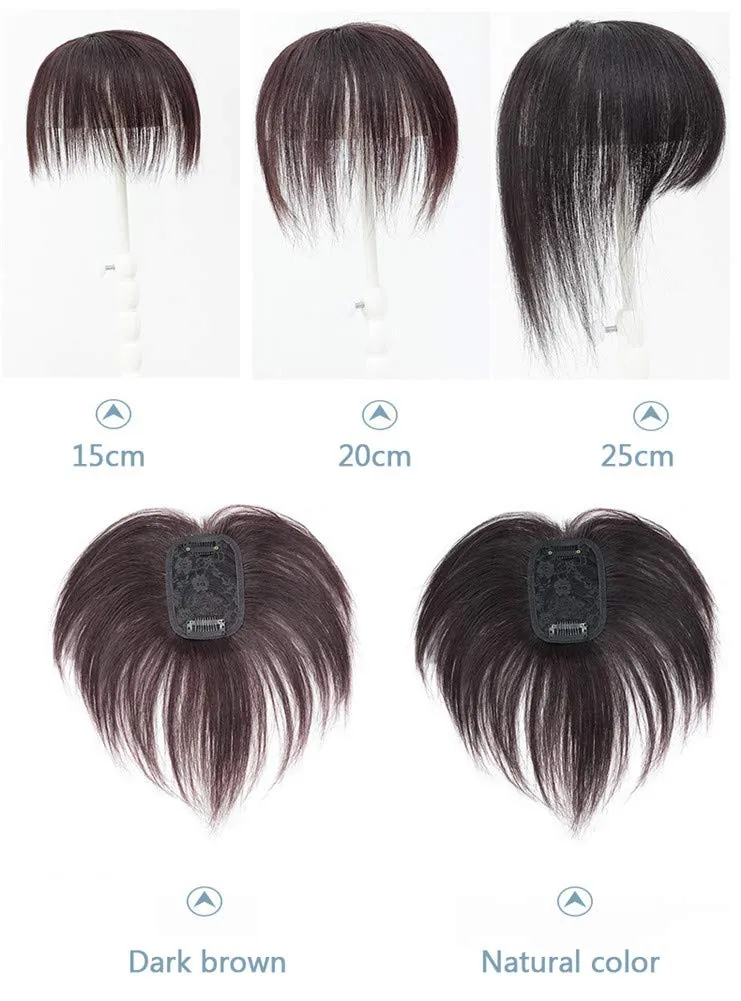 RemeeHi Human Hair Invisible Clip in Hairpiece Straight Toupee or Topper Wiglet Top Thin Hair On Mono 10 inch Natural Black