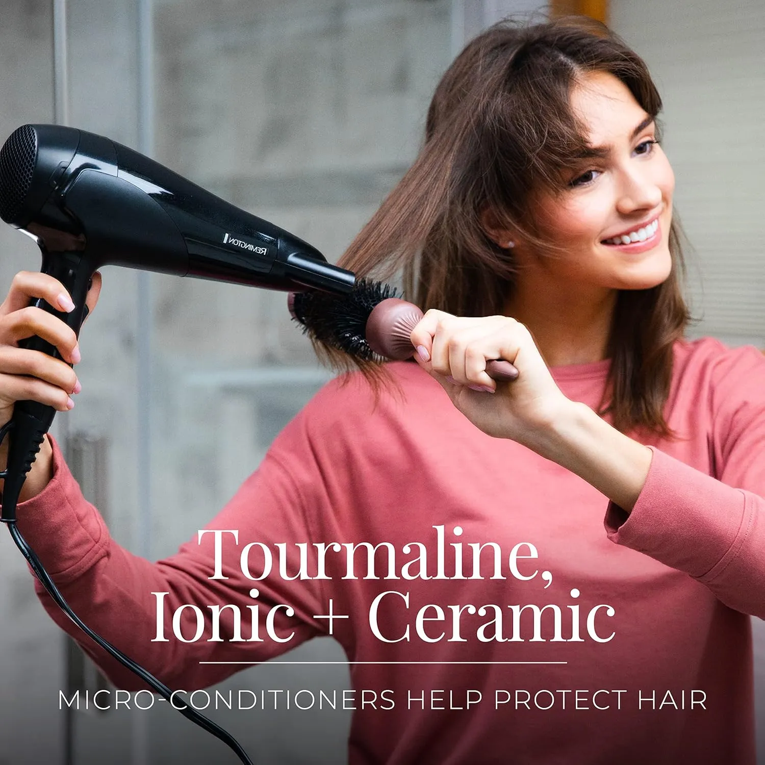 Remington Damage Protection Hair Dryer with Ceramic Ionic Tourmaline Technology, Black, Diffuser and Concentrator, 3 Piece Set
