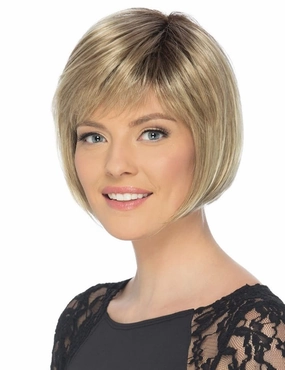 RENERSHOW Short Blonde Bob Wig with Bangs - Synthetic Chin Length Mixed Blonde Cute Short Bob Haircut