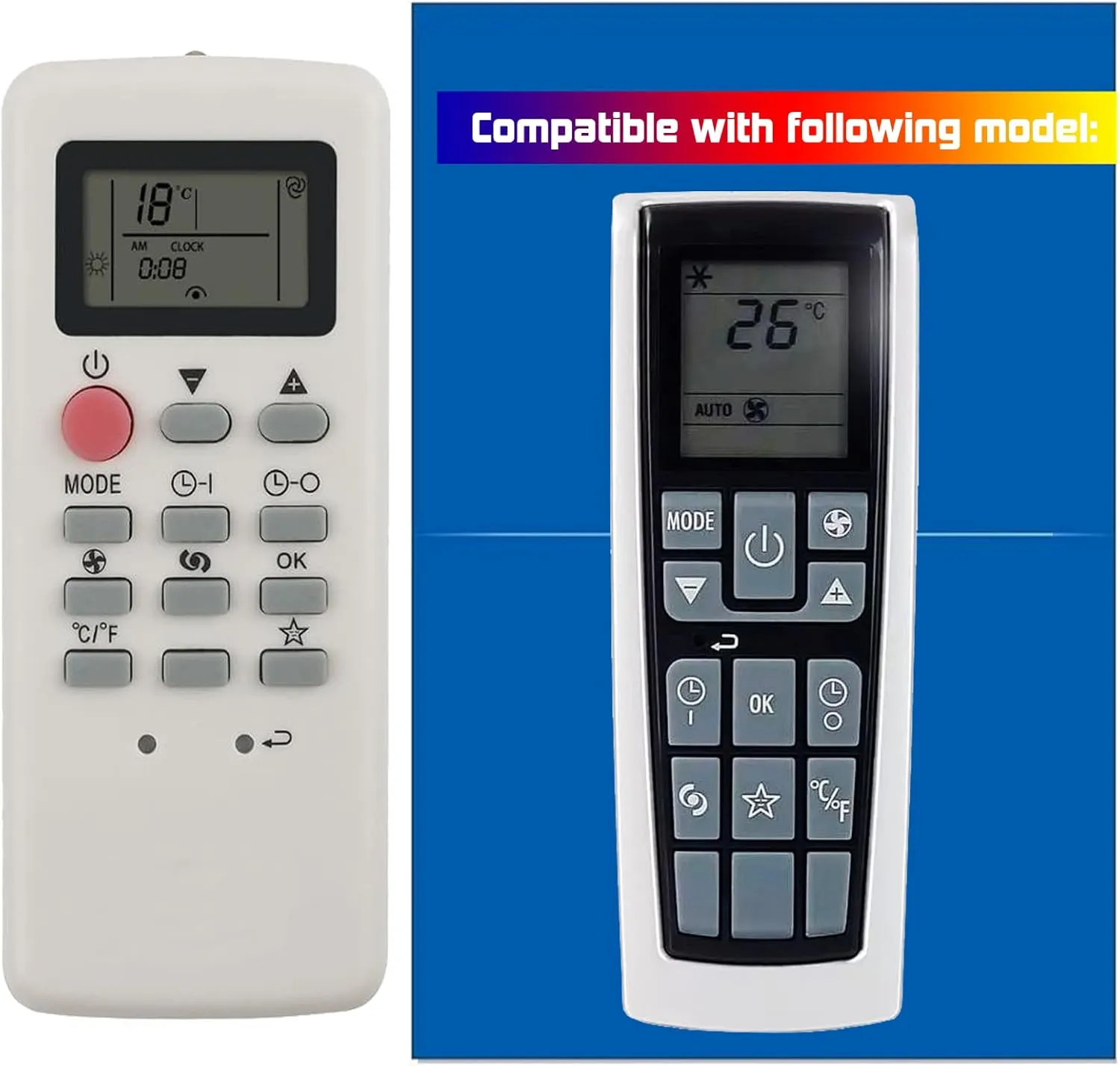 Replacement for DELONGHI AC Air Conditioner Remote Control PACA120LE PACW120E PAC-WE125 PACAN125HPEKC PACW130E 5515110271 PACWE130 PACA130HPE PACA130HPEM PAC-WE130 PAC-A130HPE PACA140E