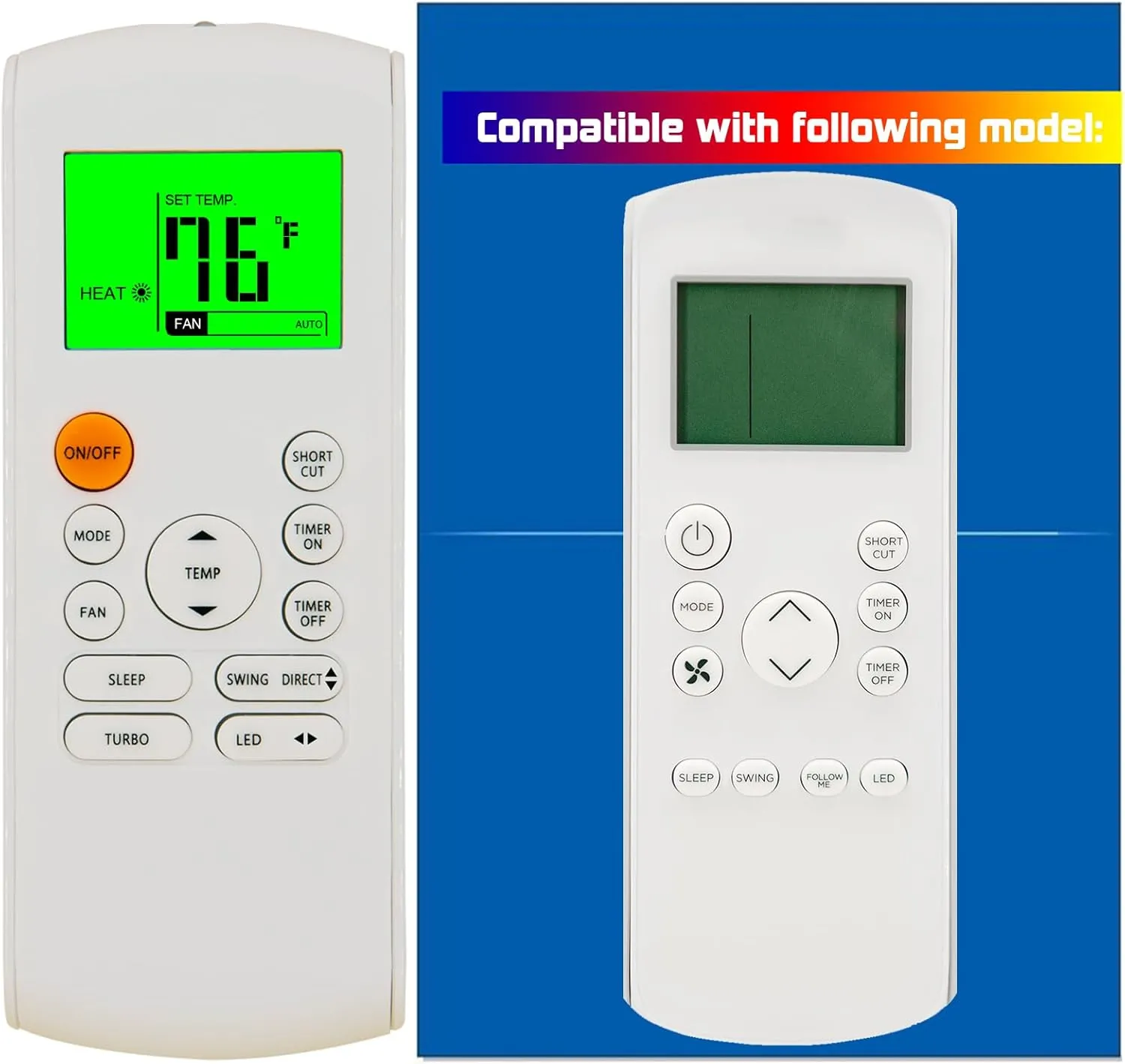 Replacement for Toshiba Midea AC Air Conditioner Remote Control RG57H4(B)/BGEFU1