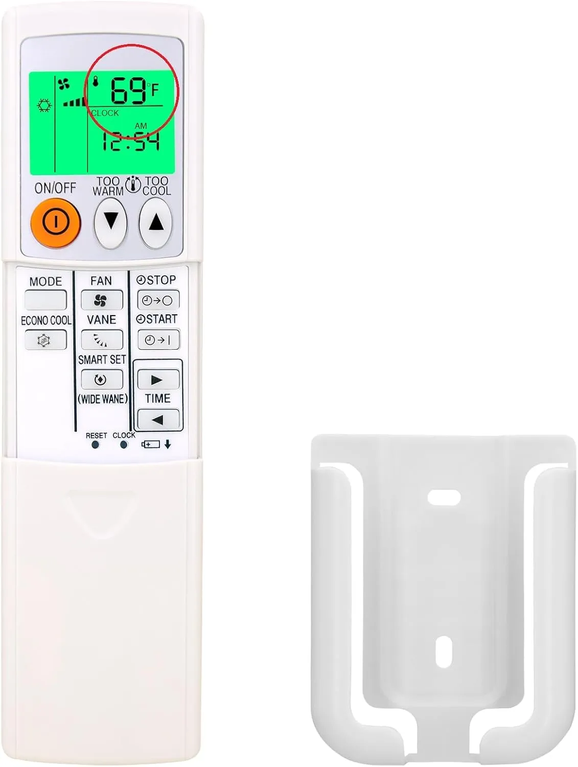 Replacement Remote Control for Mitsubishi Electric Mr Slim Air Conditioner E12N38426,MP14A,MSZ-HE09NA,MSZ-HE12NA,MSZ-HE15NA,MSZ-HE18NA,MSZ-HE24NA,with Backlit,Wall Mounting Bracket