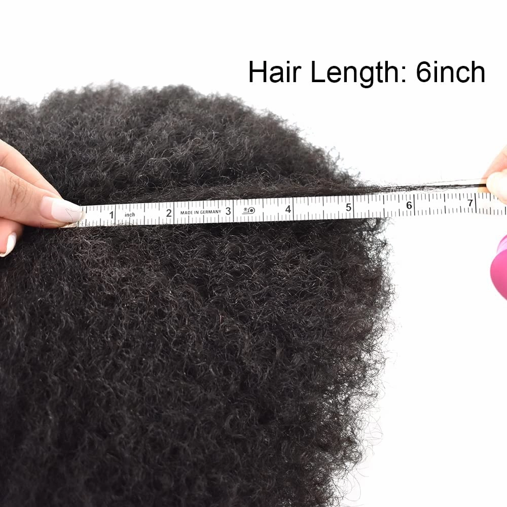 RESHE Afro Hair Unit for Black Men Afro Toupee Hair System for Black Men Brazilian Real Human Hair Toupee Transparent HD Lace Afro Hair Piece 8X10 6MM #1B20#1B OFF BLACK 20% GREY