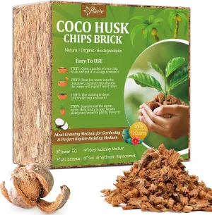 Riare 10LBS Coco Chips Substrate for Plants- 100% Organic Coconut Husk Chips with Low EC and pH Balanced, High Expansion Coconut Substrate Coco Husk Mulch for Garden Flowers, Herbs, Planting