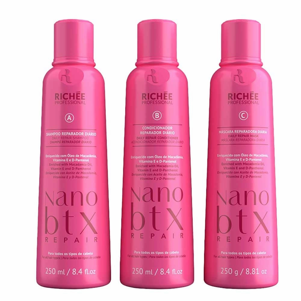 Richée Professional | Nanobtx Repair Kit | (2x) 250 ml / 8.4 fl.oz.   (1x) 250 gr / 8.81 oz.