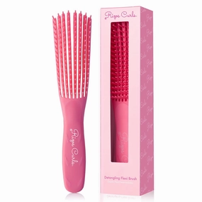 Rizos Curls Detangling Flexi Brush, Detangle Curly, Coily Curls, Shower Brush, Reduce Hair Loss & Breakage, Distribute Product and Add Shine, Pink