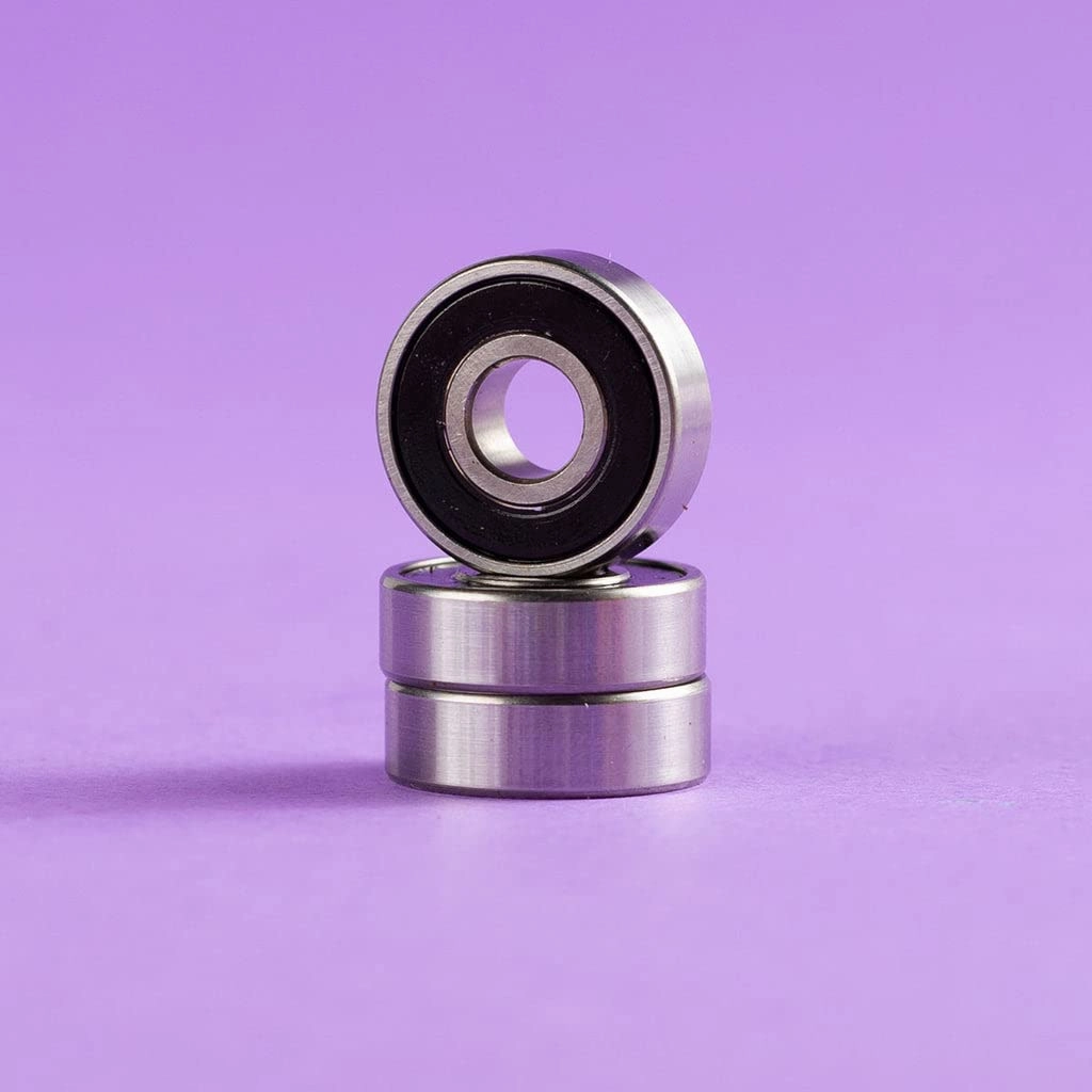 Rock Solids, Roller Skate Bearings, 16 Pack, Quad Skates, ABEC 9 Rated, Hardwearing, Tough, Long Lasting, Pre Lubed, Replaceable Rubber Shields, Women Supportive, 8mm, Pink