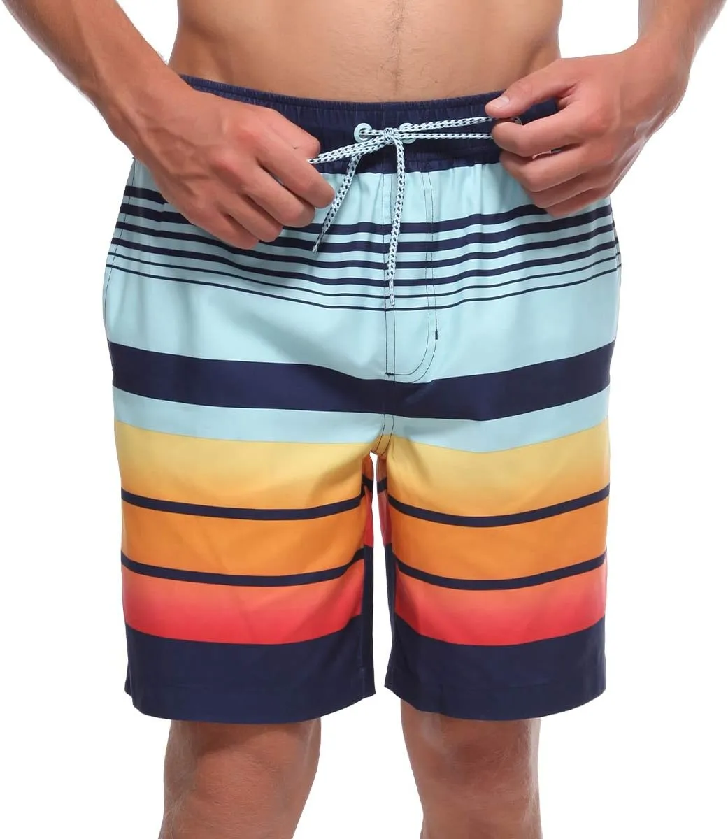 Rokka&Rolla Men's Swim Trunks Quick Dry Board Shorts Bathing Suit with Mesh Lining
