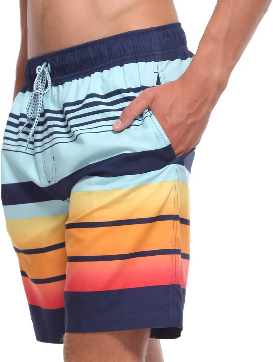 Rokka&Rolla Men's Swim Trunks Quick Dry Board Shorts Bathing Suit with Mesh Lining