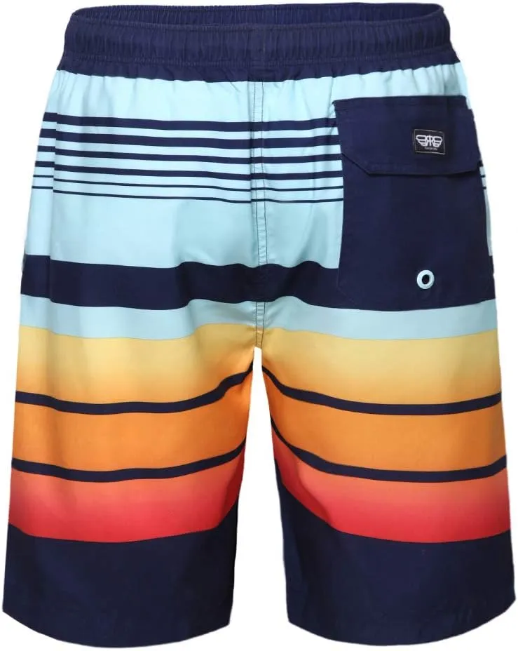 Rokka&Rolla Men's Swim Trunks Quick Dry Board Shorts Bathing Suit with Mesh Lining