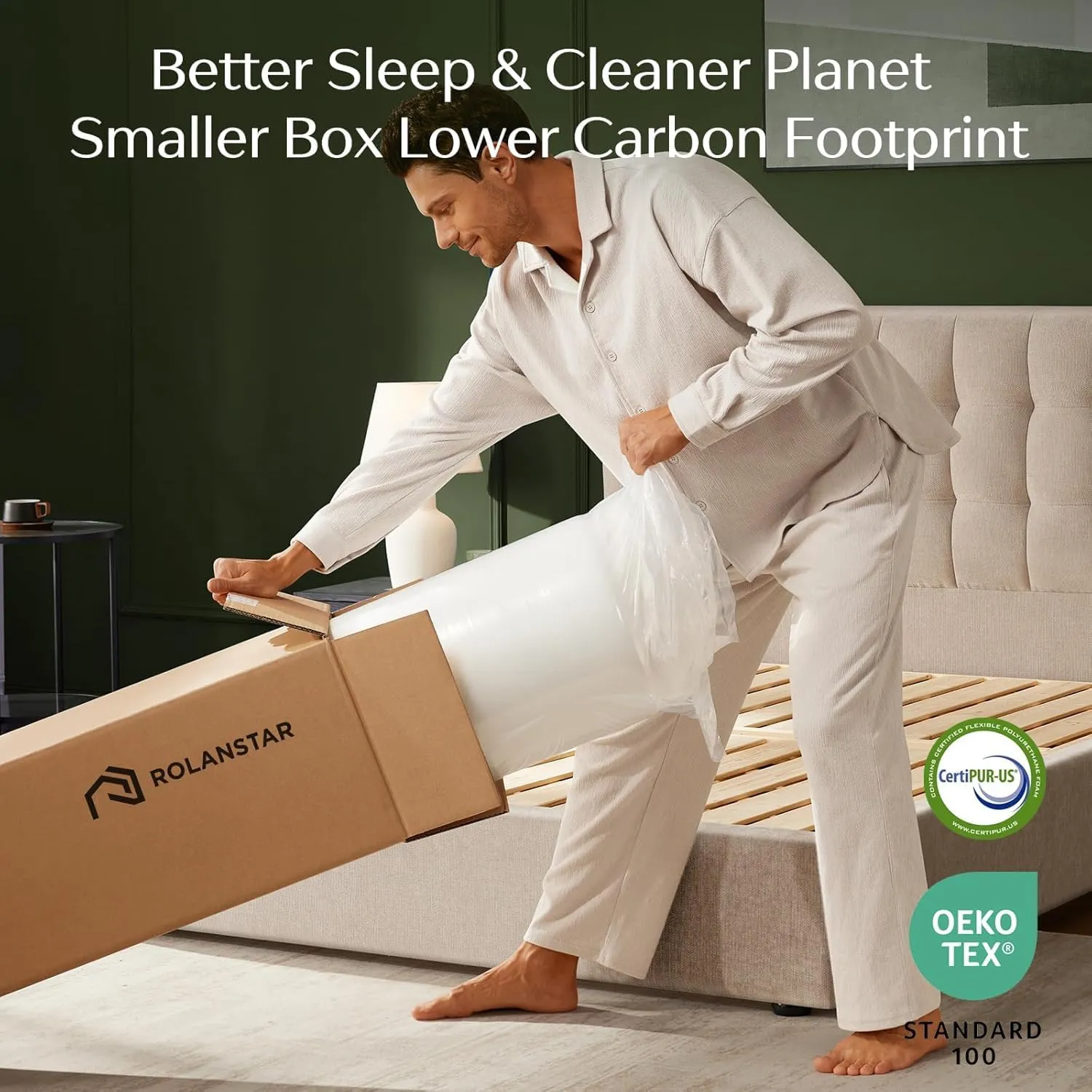Rolanstar Twin Size Mattress, 8 Inch Gel Memory Foam Mattress in a Box, Fiberglass Free, Breathable for Cooler Sleep Supportive & Pressure Relief, CertiPUR-US Certified, White