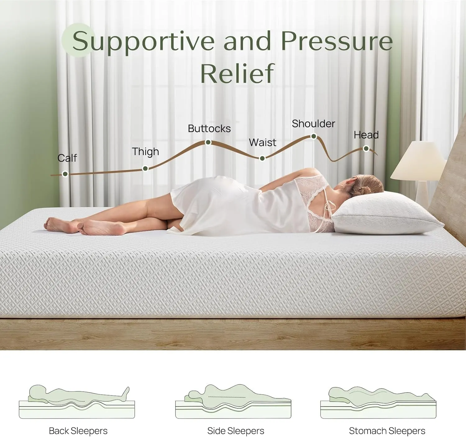 Rolanstar Twin Size Mattress, 8 Inch Gel Memory Foam Mattress in a Box, Fiberglass Free, Breathable for Cooler Sleep Supportive & Pressure Relief, CertiPUR-US Certified, White