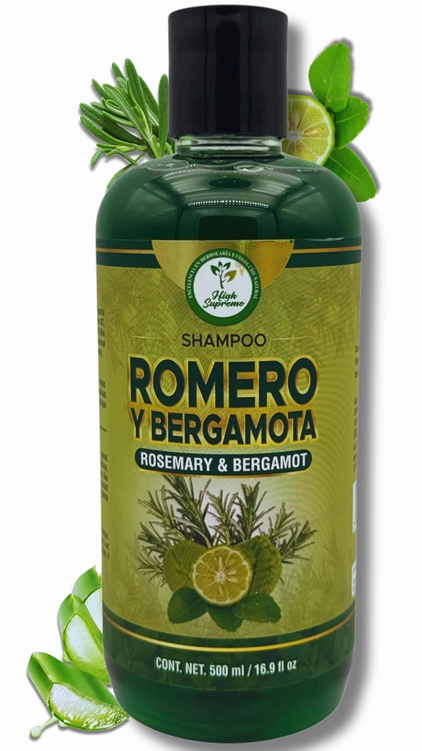 Romero, Sábila & Bergamota Shampoo (Rosemary, Aloe Vera & Bergamot) – 16.9 fl oz – Nourishing Hair Care – Natural Shine & Strength – Healthy, Beautiful Hair – Sulfate-Free