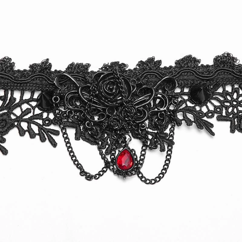 Rose And Thorns Gothic Lace Necklace