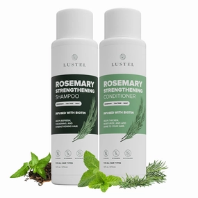Rosemary Strengthening Sulfate Free Shampoo & Conditioner Set for Thinning Hair - Biotin Shampoo with Tea Tree & Mint. Rosemary Essential Oil for Delicate, Dry & Fine Hair - 16 Fl Oz Each (2-Pack)