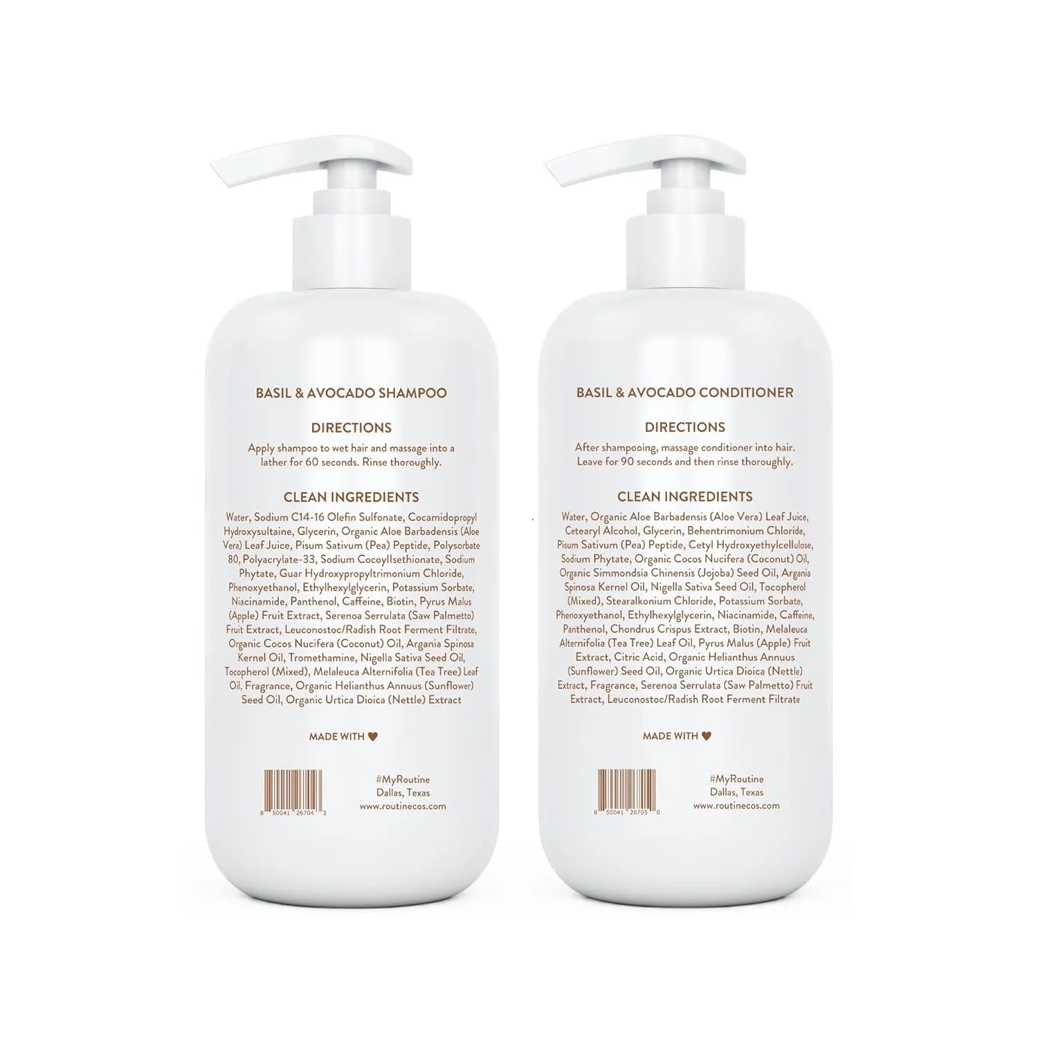 Routine Wellness Anti-Thinning Shampoo and Conditioner Set for Thinning Hair - Biotin DHT Blocker Women & Men - Color Safe Shampoo for Hair Loss & Healthier Hair - Basil & Avocado (Pack of 2)
