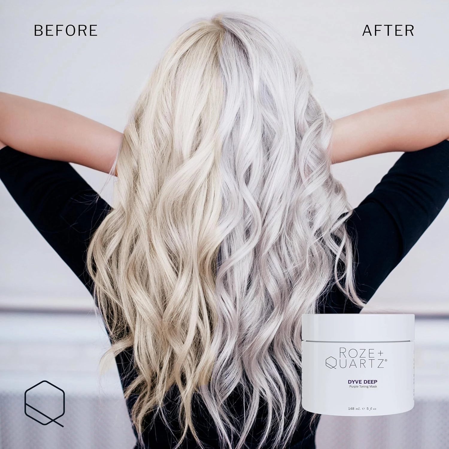 Roze   Quartz® Dyve Deep Hair Mask • Ultra Purple Toning Treatment for Blonde, Silver   Highlighted Hair (5oz)