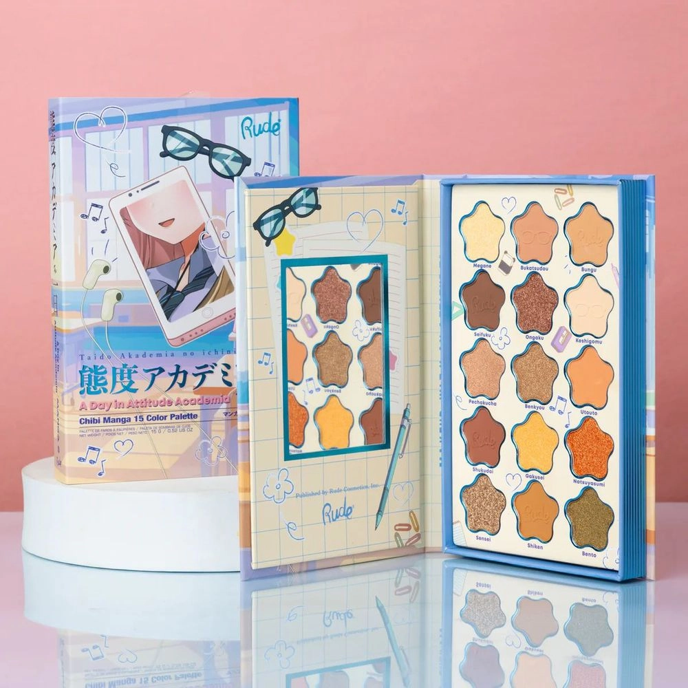 Rude Cosmetics Chibi Manga Collection 15 Color Palette - A Day in Attitude Academia
