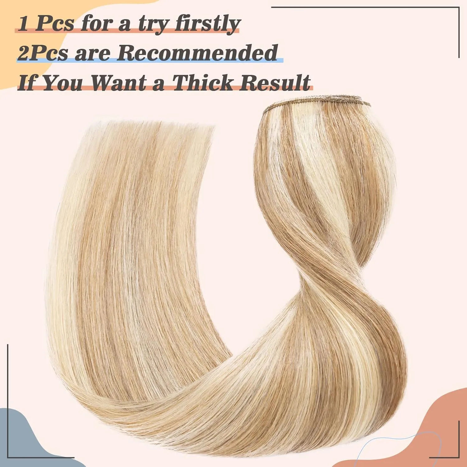 S-Noilite Clip in Hair Extensions - Human Hair Balayage One Piece/5 Clips/3/4 Full Head Standard Weft - 12 Inch/40g (#12/613 Golden Brown/Bleach Blonde)