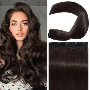 S-noilite Clip-in Hair Extensions - One Piece/5 Clips/3/4 Full Head Standard Weft - 100% Remy Human Hair Straight 10 Inch/40g (#02 Dark Brown)