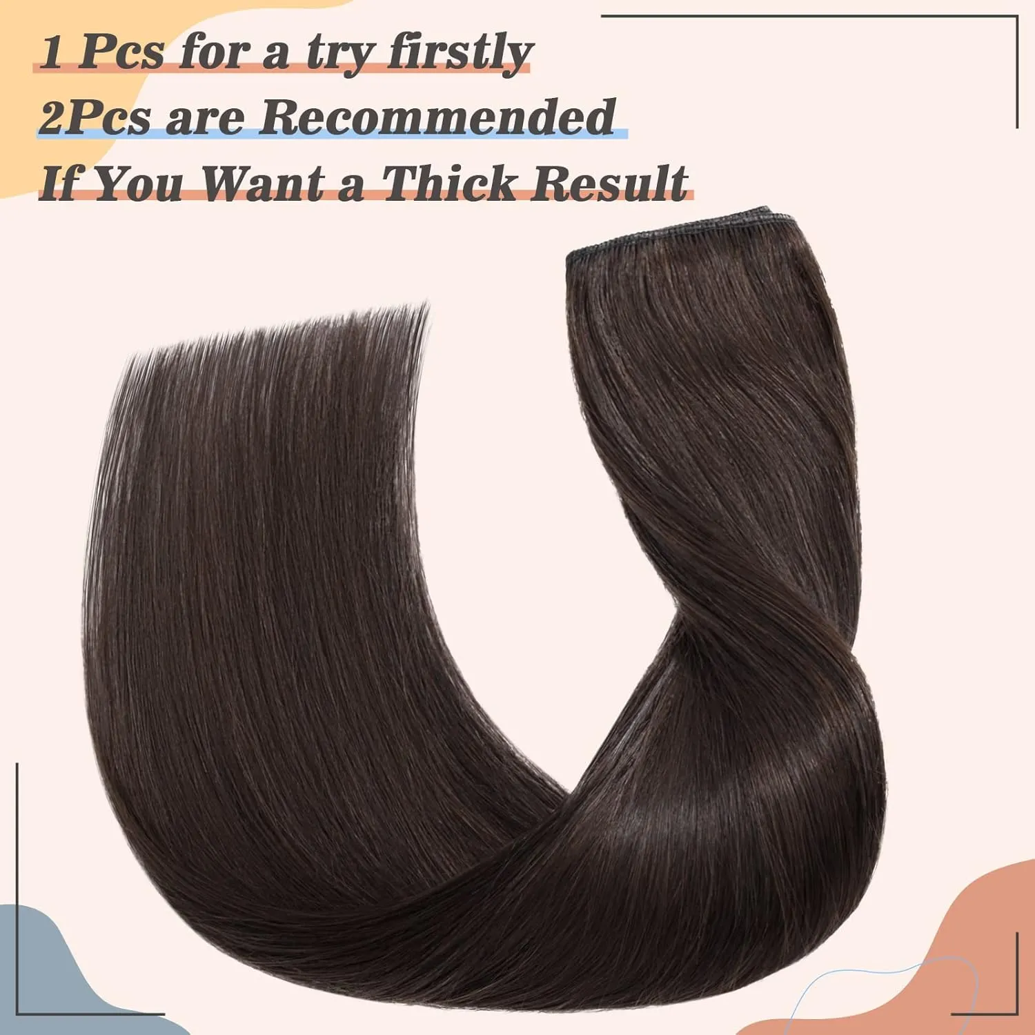 S-noilite Clip-in Hair Extensions - One Piece/5 Clips/3/4 Full Head Standard Weft - 100% Remy Human Hair Straight 10 Inch/40g (#02 Dark Brown)