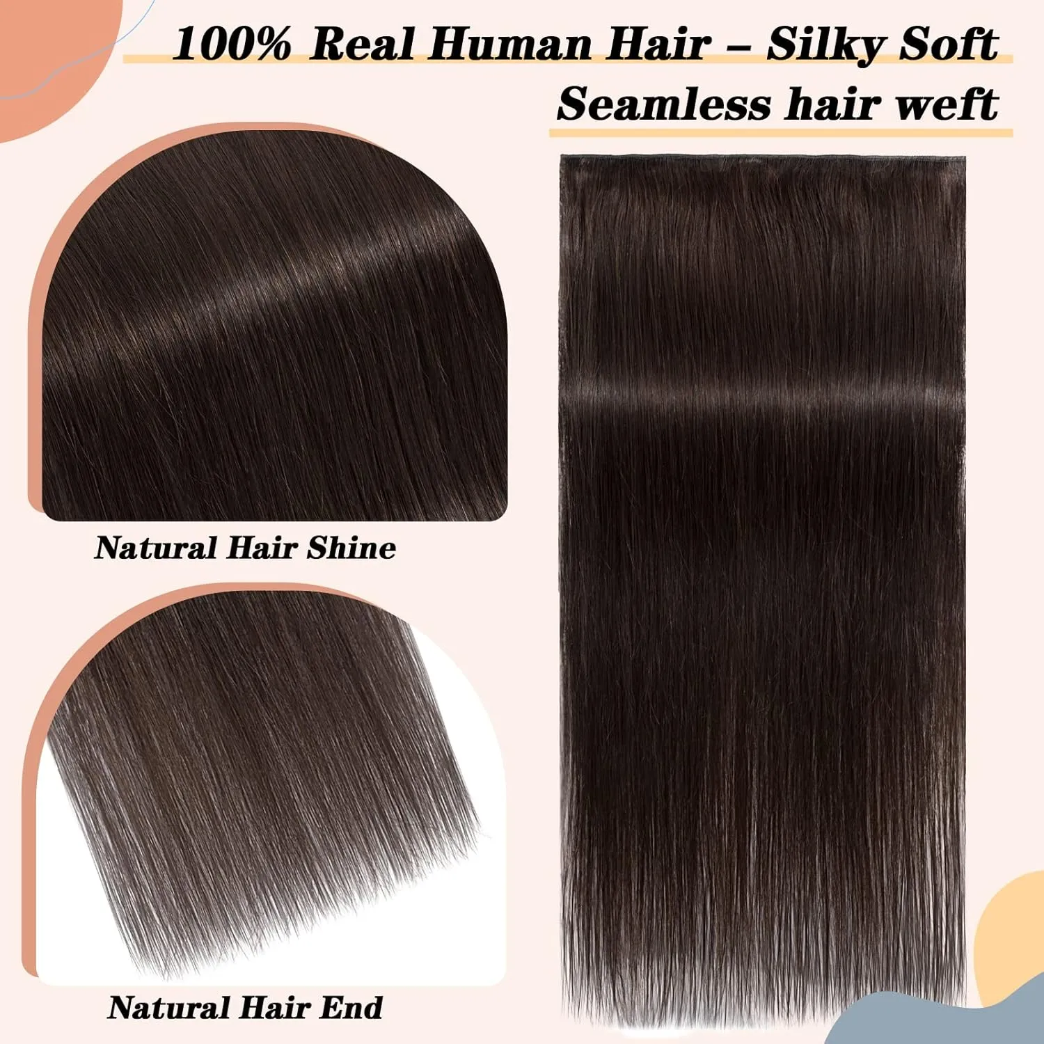 S-noilite Clip-in Hair Extensions - One Piece/5 Clips/3/4 Full Head Standard Weft - 100% Remy Human Hair Straight 10 Inch/40g (#02 Dark Brown)