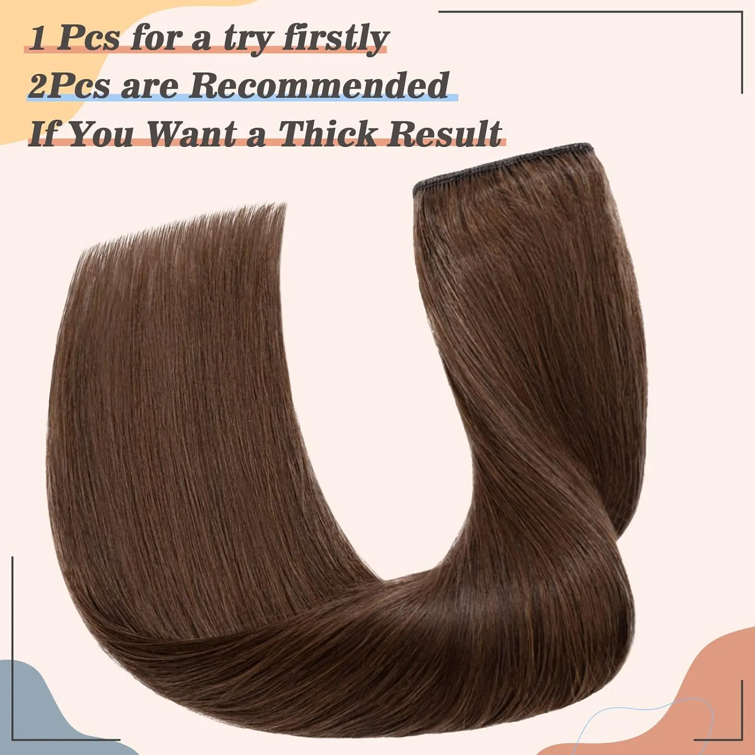 S-noilite One Piece Clip in Hair Extensions Human Hair Clip in Human Hair One Piece/5 Clips/3/4 Full Head Standard Weft Extensions Straight 16"-45g (#04 Medium Brown)