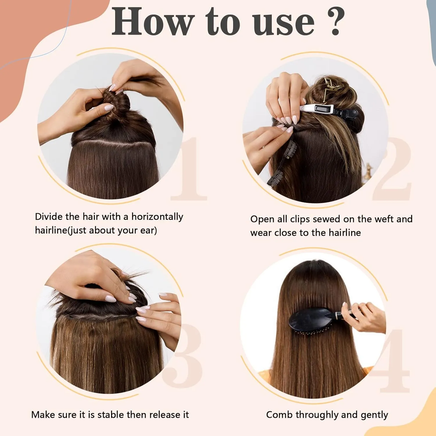 S-noilite One Piece Clip in Hair Extensions Human Hair Clip in Human Hair One Piece/5 Clips/3/4 Full Head Standard Weft Extensions Straight 16"-45g (#04 Medium Brown)