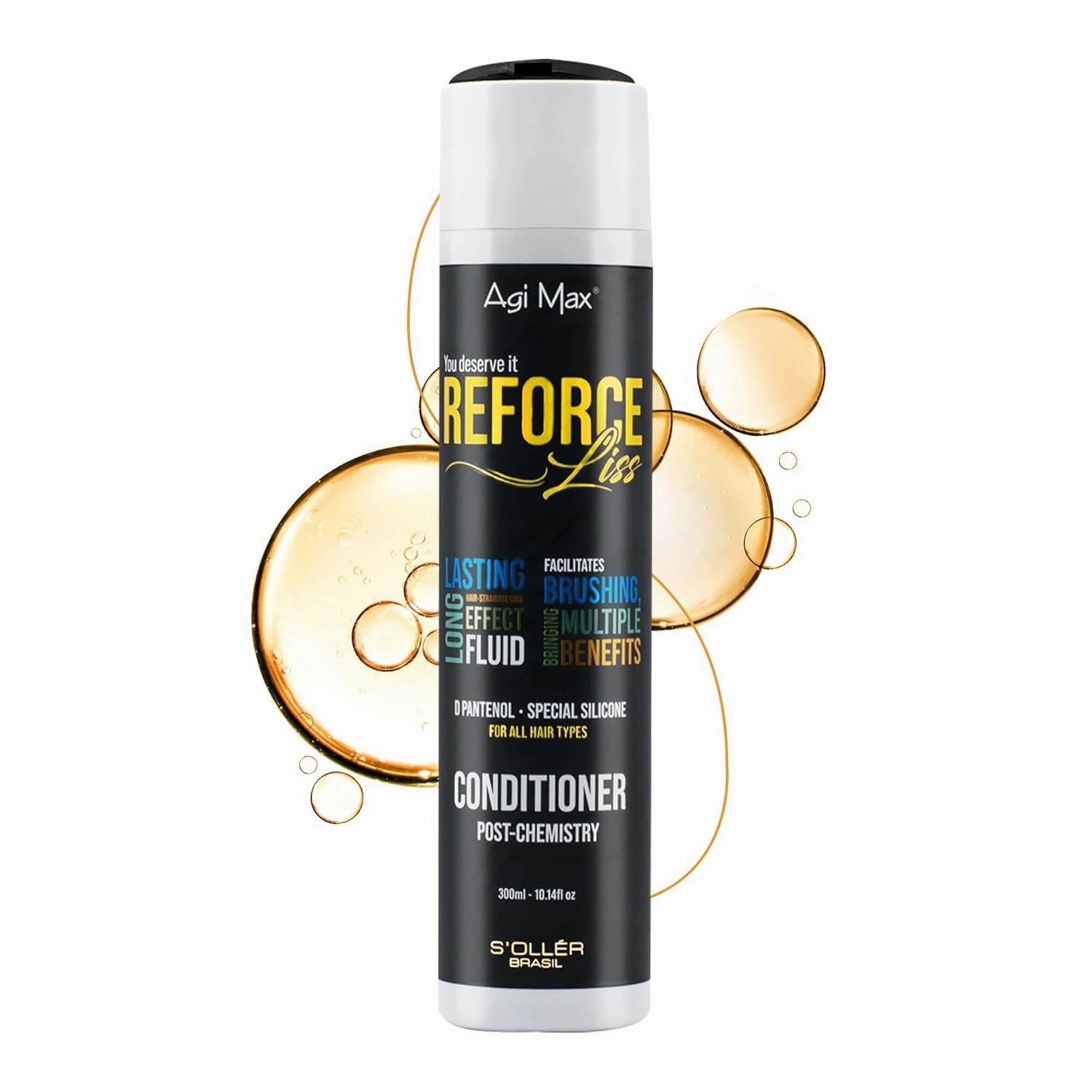 S'OLLÉR Brazilian Keratin Conditioner - Sulfate Free Conditioner for All Hair Types - Damaged and Chemically Treated Hair Care - Natural Ingredients - Long Lasting Effect - 10.14 Fl Oz