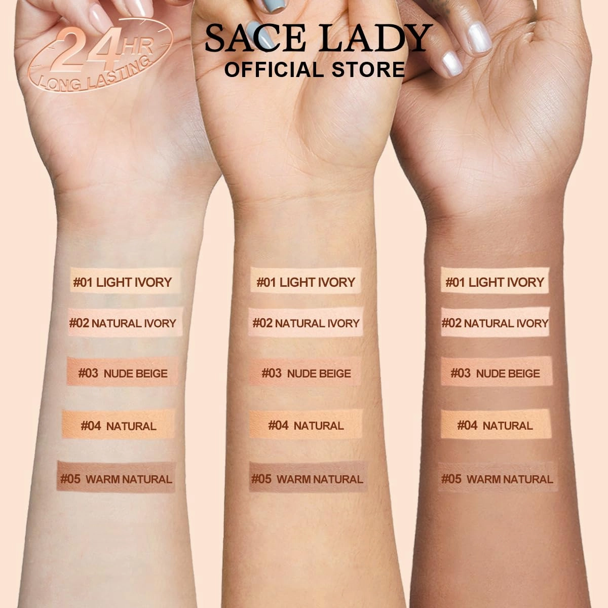 SACE LADY Oil Control BB Cushion Foundation, Full Coverage Long Lasting Ultra Matte BB Foundation Makeup Covers Face Blemishes Evens Skin Tone Face Cosmetics, 0.42Oz (#03, 0.42Oz)
