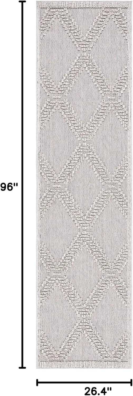 SAFAVIEH Global Collection Runner Rug - 2'2" x 8', Grey & Light Grey, Design, Non-Shedding & Easy Care, Indoor/Outdoor & Washable-Ideal for Patio, Backyard, Mudroom (GLB226F)