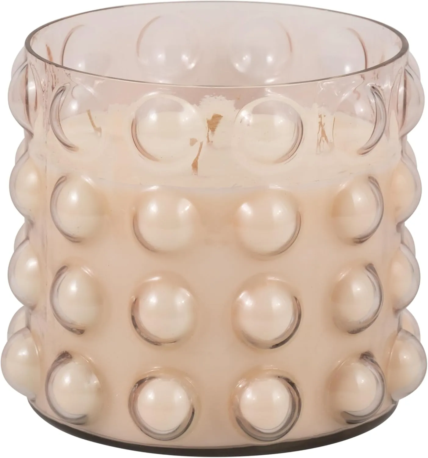 Sagebrook Home Glass Bubble Candle Holder with Peony & Blush Suede Scented Wax - Boho Decorative Home Accent for Living Room, Bedroom & Office - 7" Pink