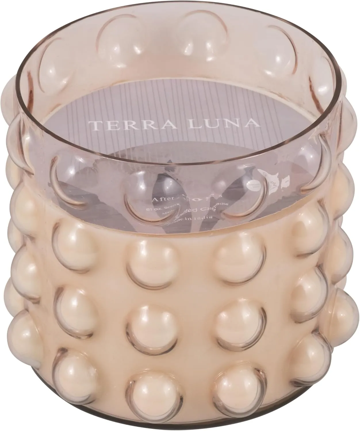 Sagebrook Home Glass Bubble Candle Holder with Peony & Blush Suede Scented Wax - Boho Decorative Home Accent for Living Room, Bedroom & Office - 7" Pink