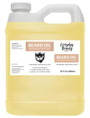 Sandalwood Beard Oil - 32 Fl Oz Bulk - 100% All Natural Leave-In Beard Conditioner - Moisturize & Hydrate Beard, Mustache and Face