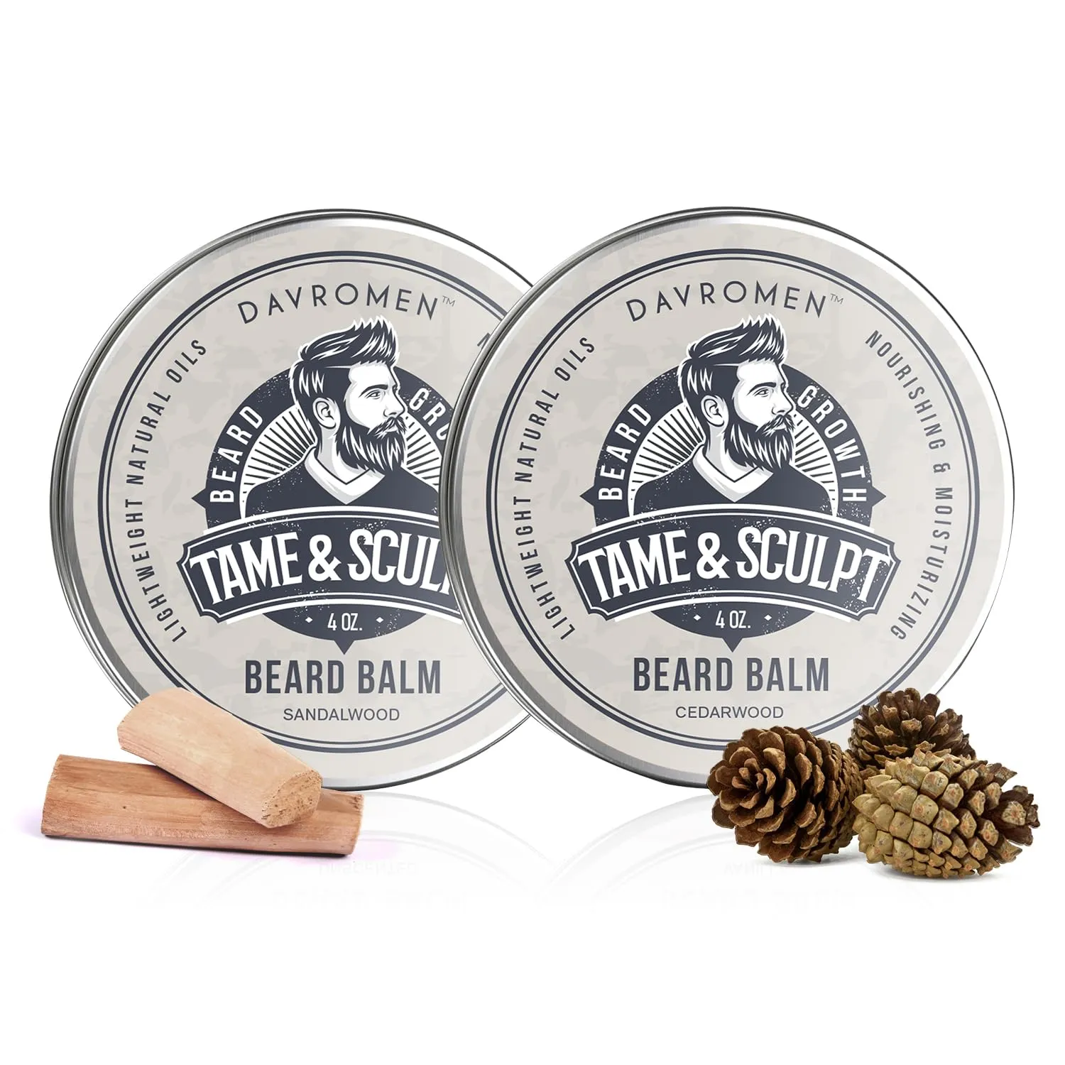 Sandalwood   Cedarwood Beard Balm (4 Oz), Beard Balm for Men, with Olive Fruit Oil, Coconut Oil, Shea Butter, Jojoba Seed Oil - Styles, Strengthens & Softens Beards, Leave in Conditioner Wax for Men