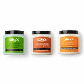 SAUCE BEAUTY Honey Chia Smoothing Curl Treatment, Crème Brulee Curling Custard & Guacamole Whip Deep Conditioner for All Hair Types