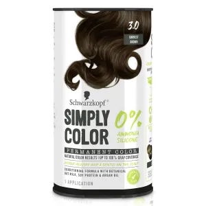 Schwarzkopf Simply Color Hair Color 3.0 Darkest Brown, 1 Application - Permanent Hair Dye for Healthy Looking Hair without Ammonia or Silicone, Dermatologist Tested, No PPD & PTD