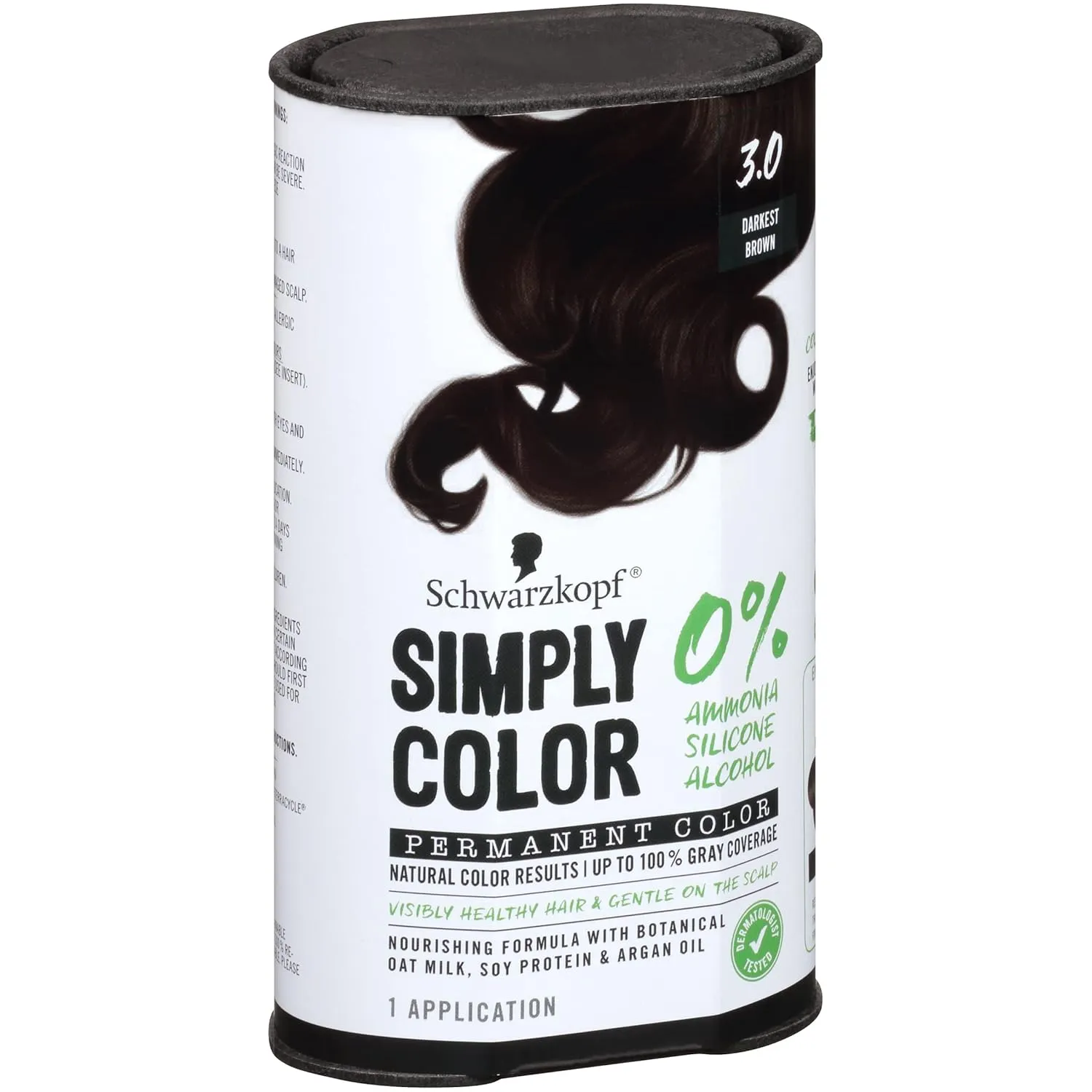 Schwarzkopf Simply Color Hair Color 3.0 Darkest Brown, 1 Application - Permanent Hair Dye for Healthy Looking Hair without Ammonia or Silicone, Dermatologist Tested, No PPD & PTD