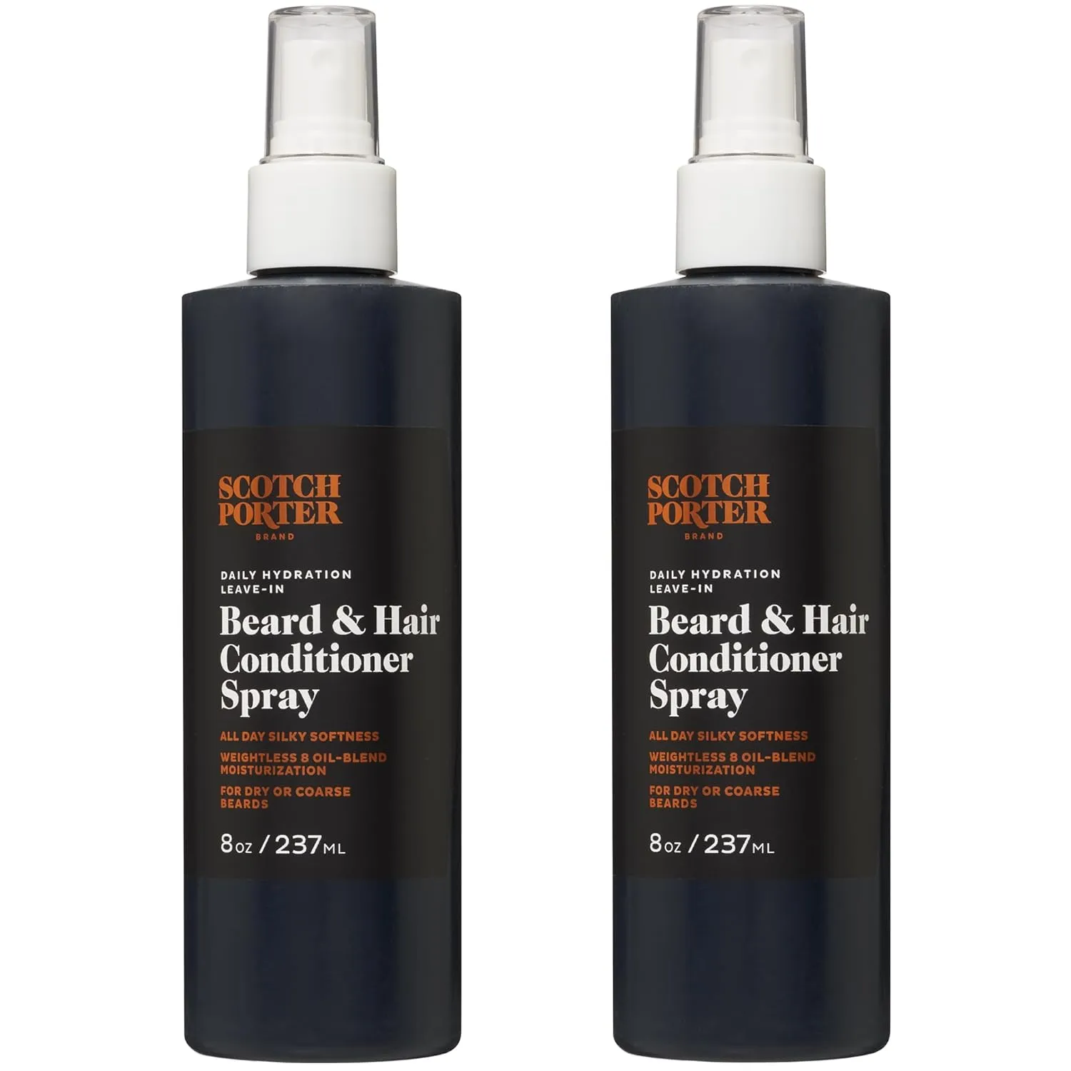 Scotch Porter Leave-in Conditioner Spray for Men | Daily Hydration Leave-In Beard & Hair Conditioner Spray | Non-Toxic Ingredients, Free of Parabens, Sulfates & Silicones |8oz – 2 Pack