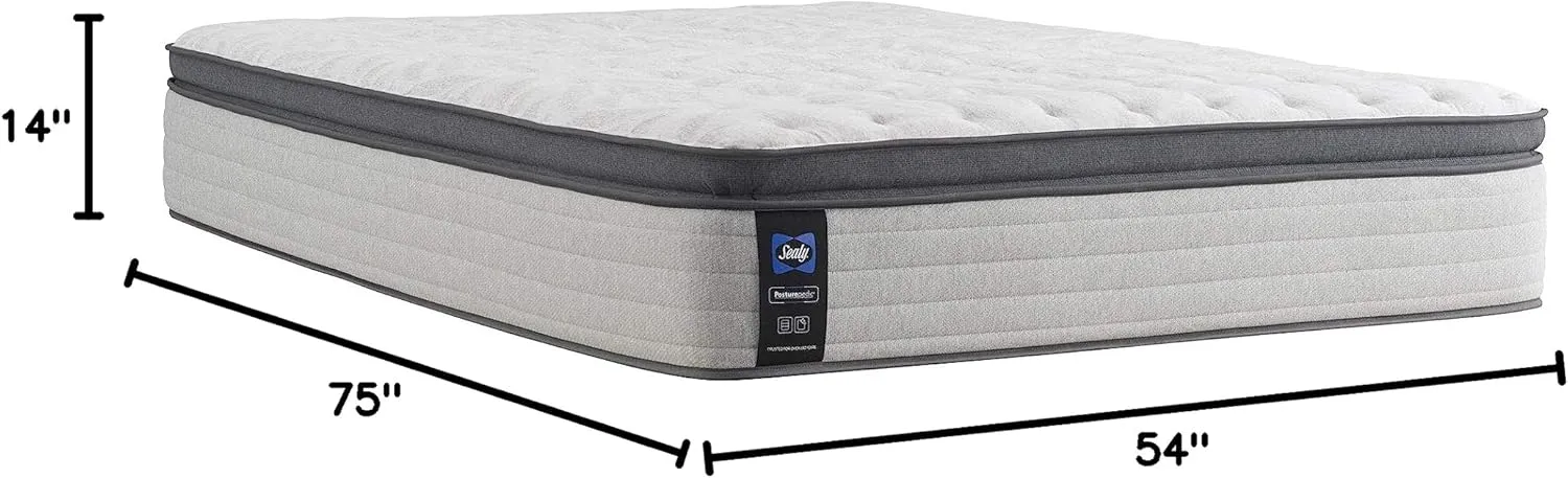 Sealy Posturepedic Spring Summer Rose Euro Pillowtop Medium Feel Mattress and 5-Inch Foundation, Full