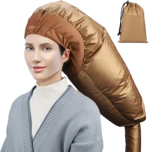 Segbeauty Hair Dryer Bonnet, Extra Large Deep Conditioning Cap Attachment, Upgraded Adjustable Drying Heat Cap Hooded with Elastic Strap for Fast Drying Curly Hair Styling Nursing Oil Treat-Ment Gold