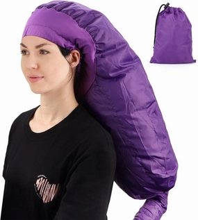 Segbeauty Bonnet Hooded Hair Dryer Attachment, XL Adjustable Deep Conditioning Cap, Upgraded Drying Heat Cap with Elastic Strap for Curly Hair Nursing Oil Treat-Ment Fast Drying Styling Purple