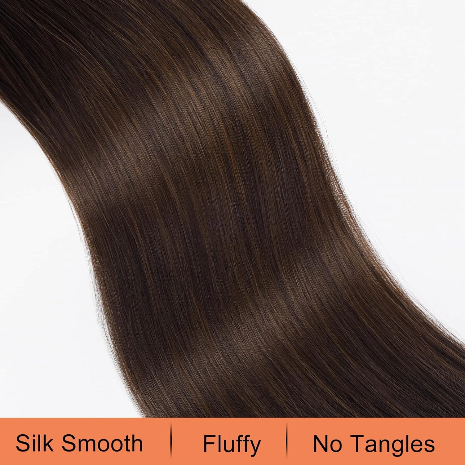 SEIKEA 28" Ponytail Extensions Drawstring Long Straight Fake Pony Tail Natural Soft Clip in Hair Extension Synthetic Heat Resistant Hairpiece - Dark Brown with Copper Highlights